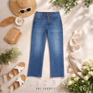 Risen Los Angeles Denim Women Button fly Raw Hem Cropped Jeans 27x26.5 #RDP1205